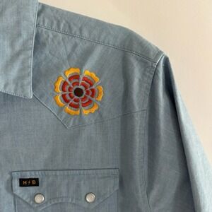 Howler Bros Mens Floral Embroidered Pearl Snap Sm Western Short Sleeve Button Up